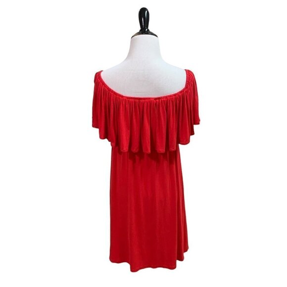 Buffalo Women’s M Medium Off The Shoulder Mini Dress Ruffles Red Lightweight - Picture 5 of 7